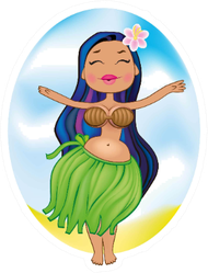 Beautiful Hula Dancer Illustration Sticker