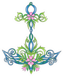 Beautiful Ornate Anchor Wreathed With Flowers Sticker