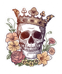 Beautiful Skull with Flowers and Crown Sticker