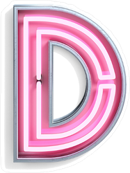 Fluorescent Pink Tubes Letter D Sticker