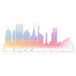 Baltimore, Maryland, Usa Skyline Watercolor Lettering Sticker