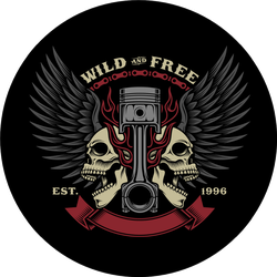 Biker Skull Emblem Illustration Sticker