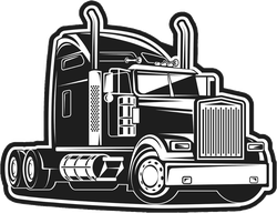 Black and White Semi Truck Sticker