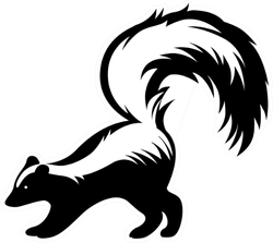 Black And White Skunk Stands With His Bushy Tail Raised Sticker