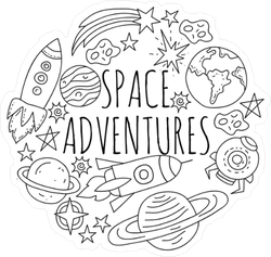 Black And White Space Illustration Sticker