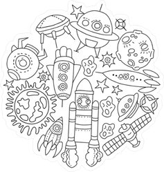 Black And White Space Line Art Sticker