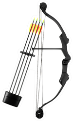 Black Bow And Plastic Arrows On White Sticker