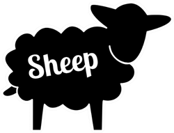 Black Contour Farm Sheep Icon Sticker