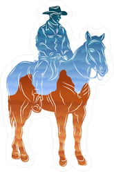 Blue and Orange Cowboy Sticker