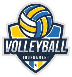 Blue and Yellow Volleyball Badge Sticker