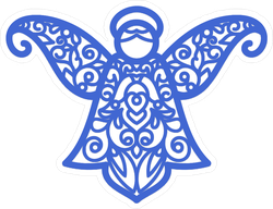 Blue Christmas Angel Spiral Pattern Sticker