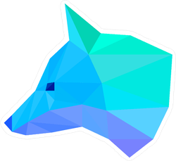 Blue Geometric Fox Head Sticker
