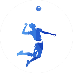 Blue Geometric Volleyball Player Serving Ball Sticker