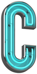 Blue Neon Letter C Sticker