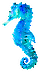 Blue Sea Horse Hippocampus Watercolor Sticker