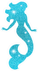 Blue Stars Silhouette Mermaid Sticker