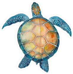 Blue Watercolor Sea Turtle Sticker