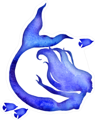 Blue Watercolor Silhouette Sticker