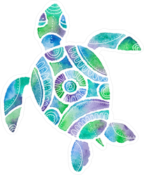 Blue Watercolor Turtle Sticker