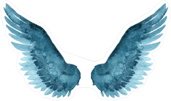 Blue Watercolor Wings Sticker