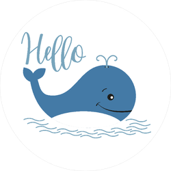 Blue Whale Saying Hello Sticker