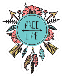 Boho And Hippie Style Free Life Sticker