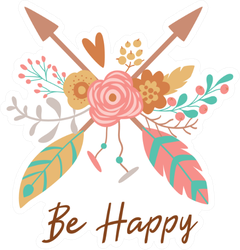 Boho Chic Arrows "Be Happy" Sticker