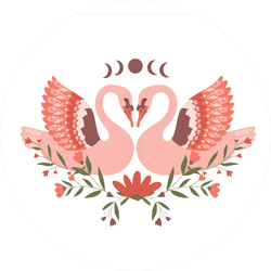 Boho Drawing Abstract Two Beautiful Romantic Dreaming Swans Sticker