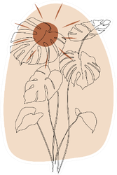 Boho One Line Flowers Illustration Sticker