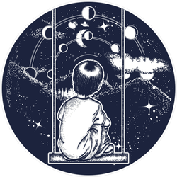 Boy On A Swing In Mountains Sticker