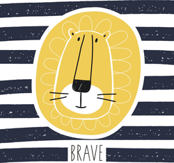 Brave Lion Striped Sticker