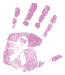 Breast Cancer Awareness Handprint Ribbon Sticker
