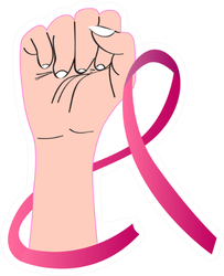 Breast Cancer Poster With An Awareness Ribbon Sticker