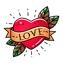 Bright Heart Love Ribbon Tattoo Sticker