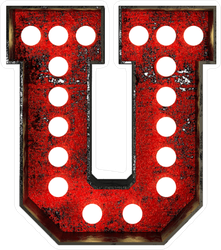 Broadway Style Light Bulb Font Letter U Sticker