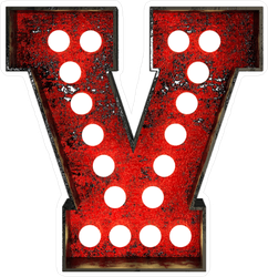 Broadway Style Light Bulb Font Letter V Sticker