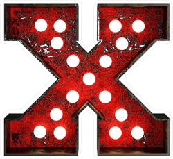 Broadway Style Light Bulb Font Letter X Sticker