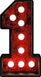 Broadway Style Light Bulb Font Number 1 Sticker