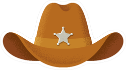 Brown Sheriff Hat Sticker