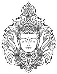 Buddha Head With Floral Decoration Sticker