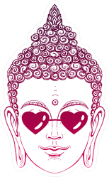 Buddha Wearing Glasses In The Shape Of Hearts Sticker