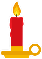 Burning Candle in Candlestick Holder Sticker