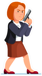 Businesswoman Holding Pistol Sticker