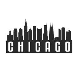 Chicago, Il, Usa Skyline Silhouette Lettering Sticker