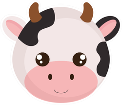 Cute And Little Cow Head Character Sticker