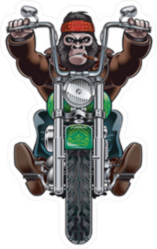 Gorilla Riding Motorcycle Sticker
