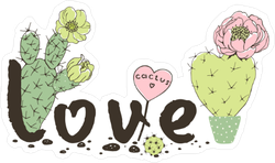 Cactus Love and Hearts Sticker