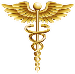 Caduceus Medical Icon In Gold Sticker