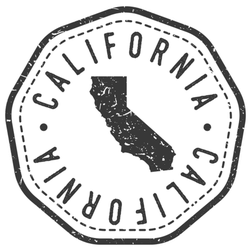 California, Usa Map Stamp Sticker