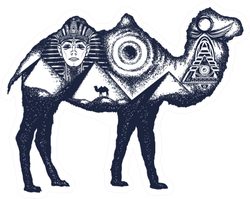 Camel Tattoo Art. Ancient Egypt Sticker